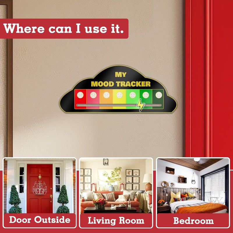 LRITER Acrylic Mood Door Sign for Creative Home Decor, 7 Emotion Expressions, Decorative Wall Art for Home and Office. (Mood Door Sign Black) - Image 3